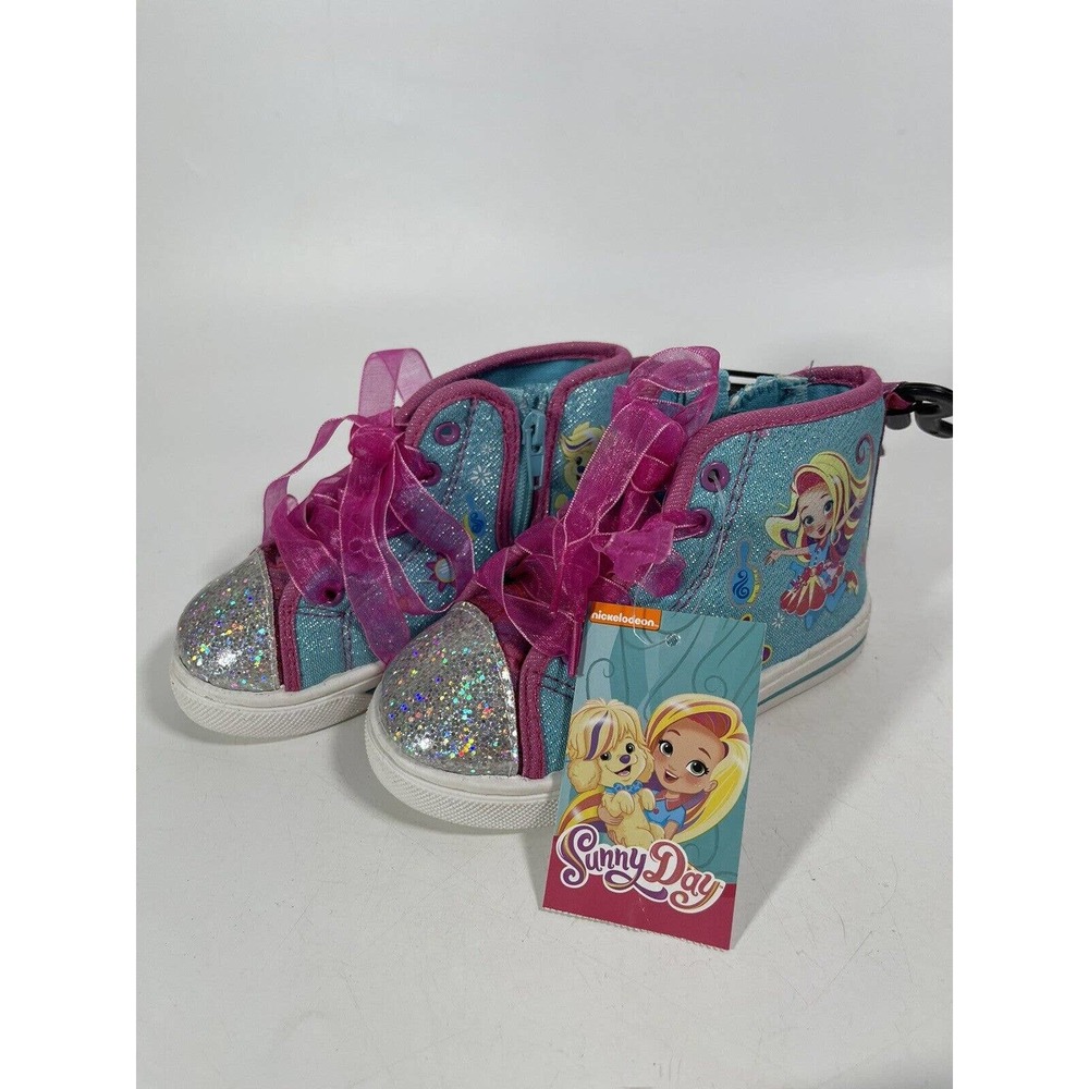 NICKELODEON SUNNY DAY GIRLS TODDLER SIZE 7 ATHLETIC SIDE ZIP LACE TIE SHOES
